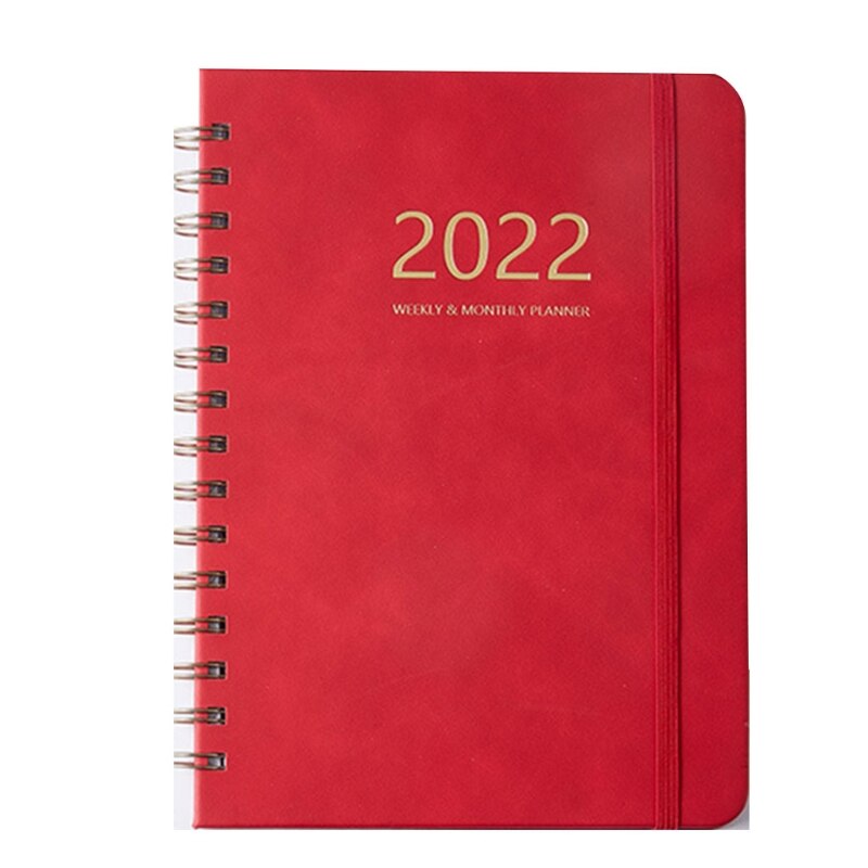 69HF 2022 Weekly Planner Notebook Journals Agenda Organizer Plan Note Book Schedule Notepad Stationery School Supplies: Red