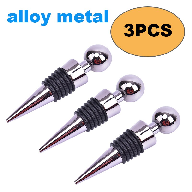 Reusable Bottle Stopper Round Heart Shaped Red Wine Champagne Wine Bottle Stopper Sealed Bottle Cover Bar Kitchen Accessories: alloy 3pcs