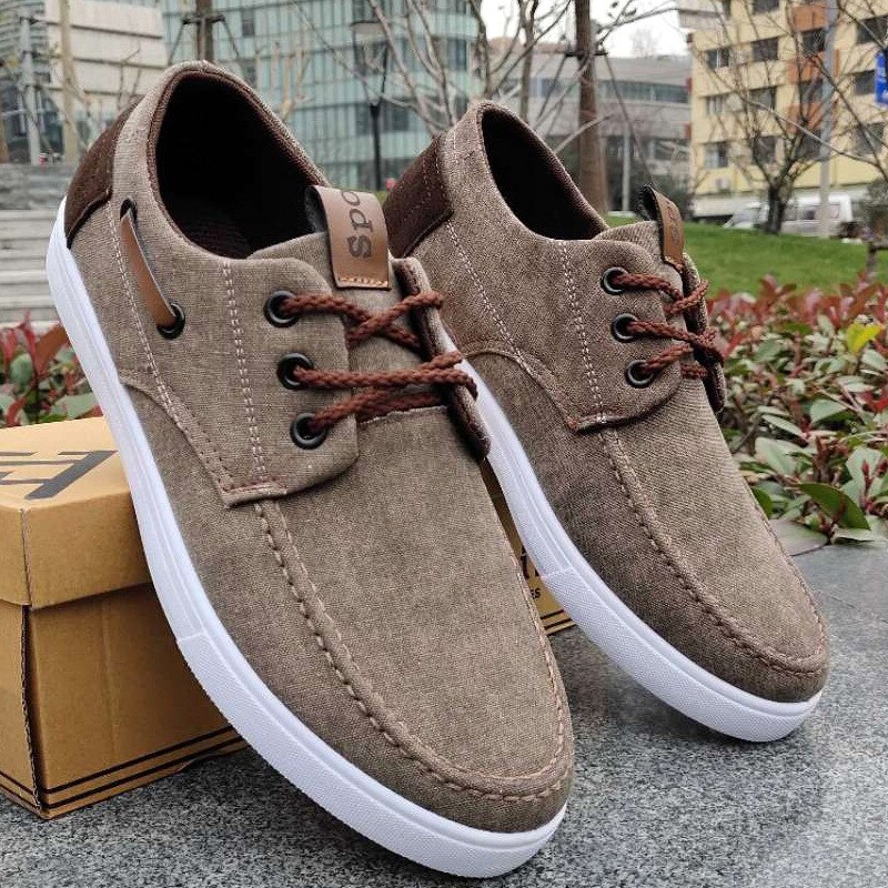 Herre senakers sko afslappet sportssko uden læder herre canvas trend fritidssko snøre afslappet sneakers herre sko jko: Brun / 8