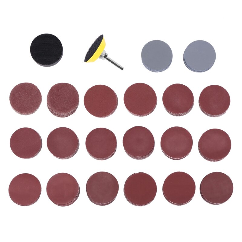 200Pcs 50mm 2 Inch Sander Disc Sanding Discs 80-3000 Grit Paper with 1Inch Abrasive Polish Pad Plate + 1/4 Inch Shank for Rotary