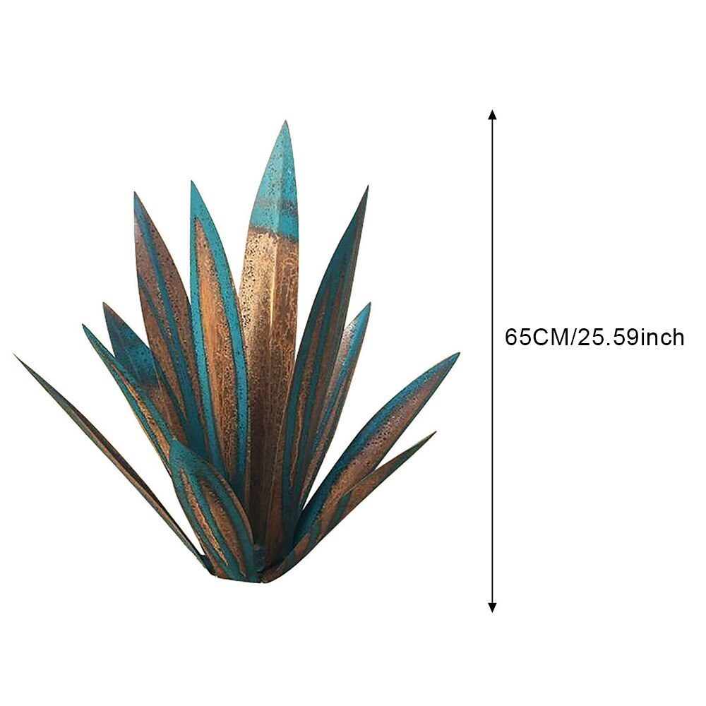 Diy Metal Art Blue Agave Rustic Sculpture Garden Yard Art Sculpture Artificial Agave Plant Outdoor Home Decor: green