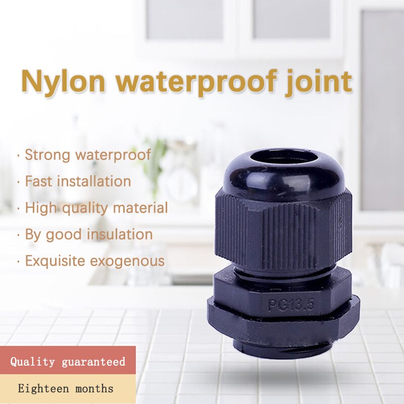 10pcs IP68 PG7 PG11 PG13.5 PG16 PG21 PG25 for 3-6.5mm Wire Cable CE White Black Waterproof Nylon Plastic Cable Gland Connector