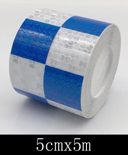 5 Cm X 5 M Bike Body Reflecterende Stickers Reflecterende Veiligheidswaarschuwing Conspicuity Reflecterende Tape Film Sticker Licht Bar Fiets toegang: blue white