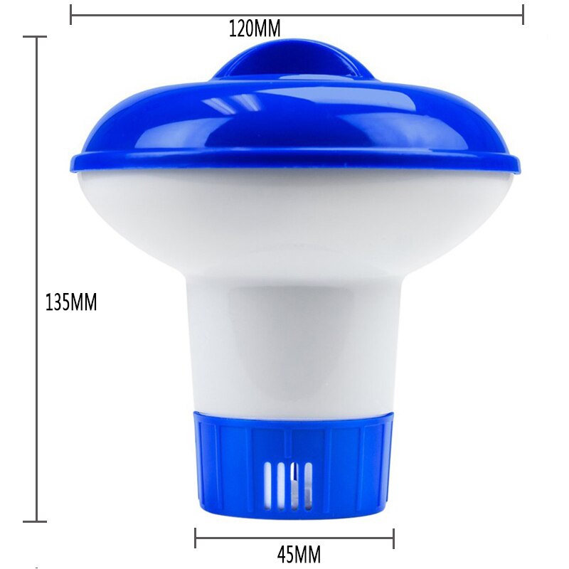 Floating Swimming Pool Chlorine Dispenser Blue and White Dosing Device Outdoor Tubs Accessories 13.5*12*4.5cm