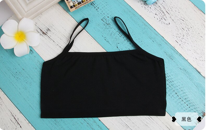 låve undertøy modell 100%  bomull jenter tank topp godteri farge undertrødu jenter singlet baby kamisole BH topper sport undies: Svart