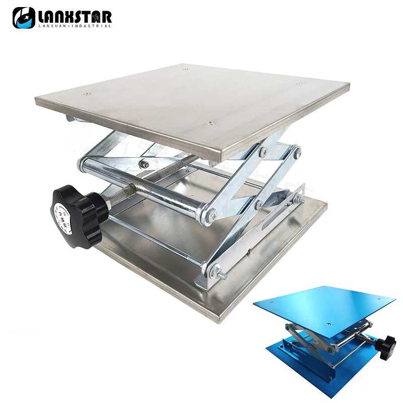 Aluminum Router Lift Table Stainless Steel Lift Table Laboratory Lifting Platform Spirit Level Lift Stand Manual Lift Platform