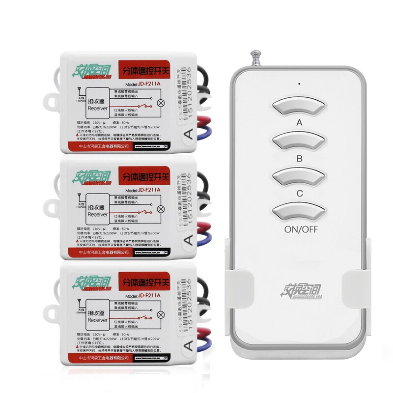 JD211A1N3 3 Channel Wireless Remote Control Switch With Learning Code 220V&110V