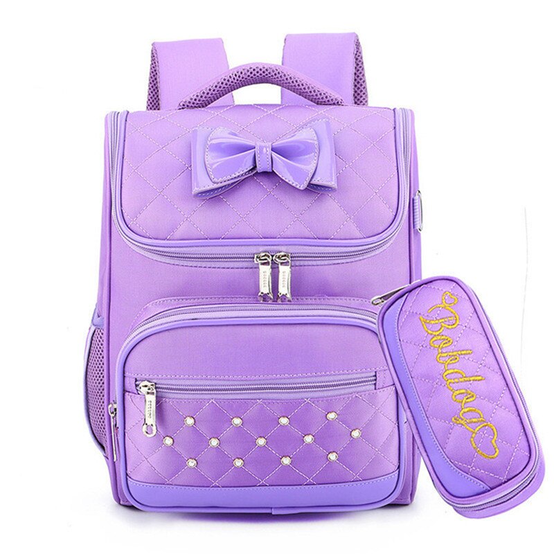 Nette Bogen Prinzessin Rucksack Schule Rucksäcke für Mädchen freundlicher Schulranzen Schule Taschen Für Kindergarten Mochila Escolar Rucksäcke: klein Violett