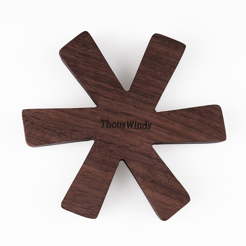 Tapete de aislamiento de madera maciza, Mantel Individual para acampar al aire libre, copo de nieve, tapete para olla: Black walnut L