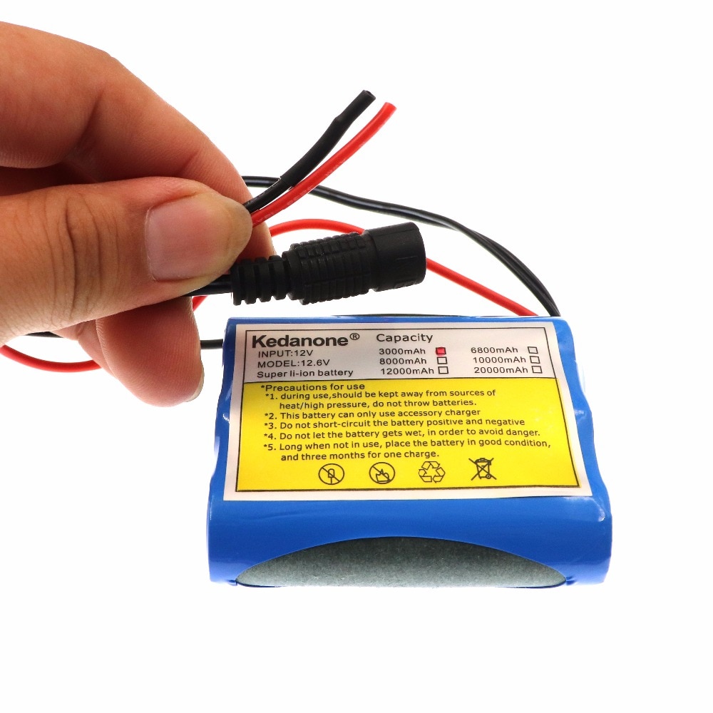 Kedanone-batería recargable de iones de litio NWE, 12 V, 3000 mAh, 18650 y 12,6 V, 1A, cargador, cámara cctv