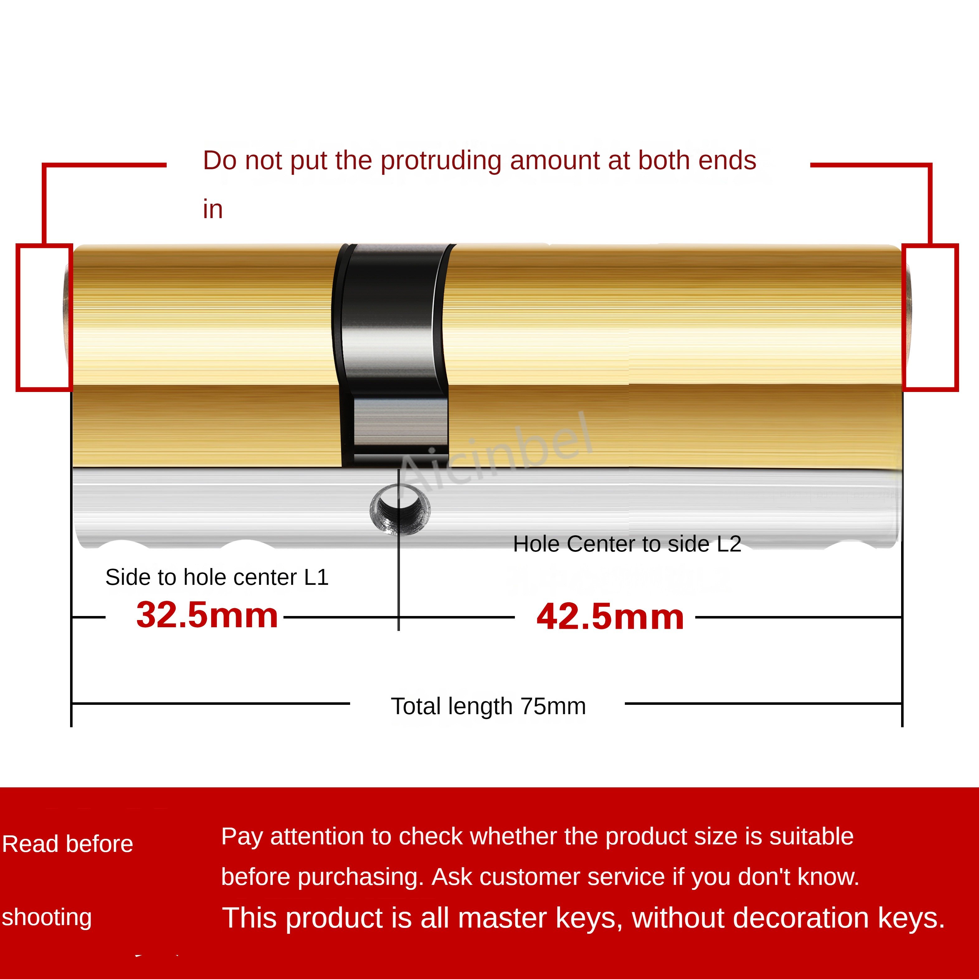 Slotcilinder Europese Standaard 65-115Mm Slotcilinders Buitendeursloten, Deurslotcilinder 8 Hoofdsleutels Super C Klasse Slot: Beige