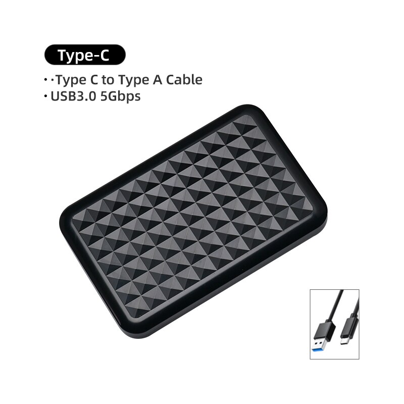 KingSpec 2.5 Boîtier de disque dur SATA USB 3.0 Disque dur externe Boîtier Pour 2.5 Pouces SSD Disque Dur Noir: Black