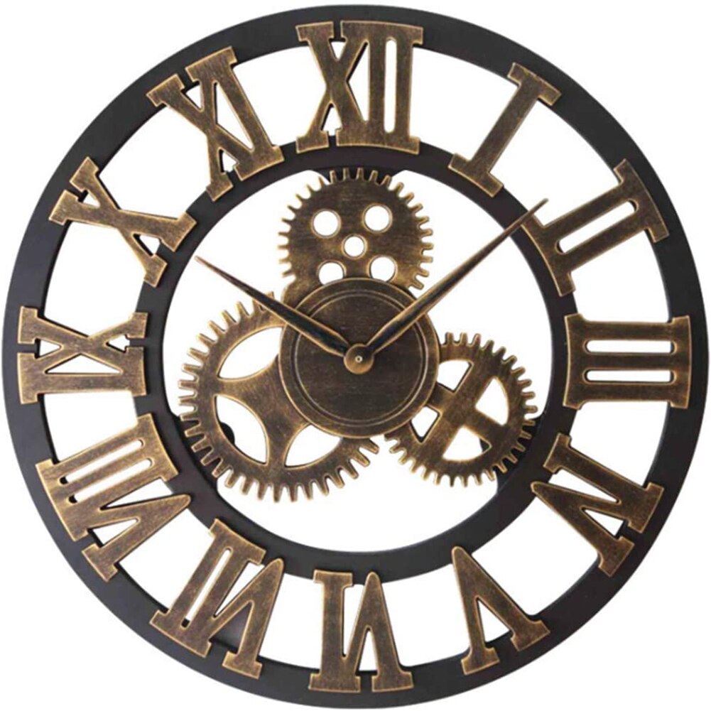 40cm seinäkello moderni retro roomalainen numero seinäkello, joka ei merkitse vaihde kello metalli kultainen iso olohuoneen sisustus