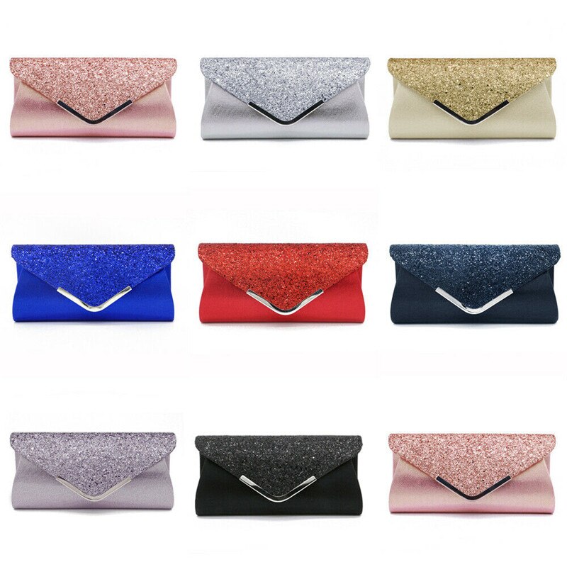 Noenname Vrouwen Glitter Shimmer Envelop Dames Pailletten Avond Party Prom Smart Jane Clutch Bag Handtas