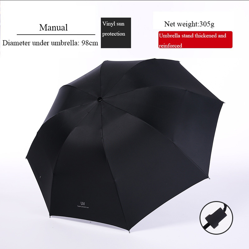 Rosa/blu/nero/blu Marina Militare/verde scuro ombrello soleggiato ombrello da pioggia manuale ombrello pieghevole in vinile ombrelli durevoli convenienti: nero