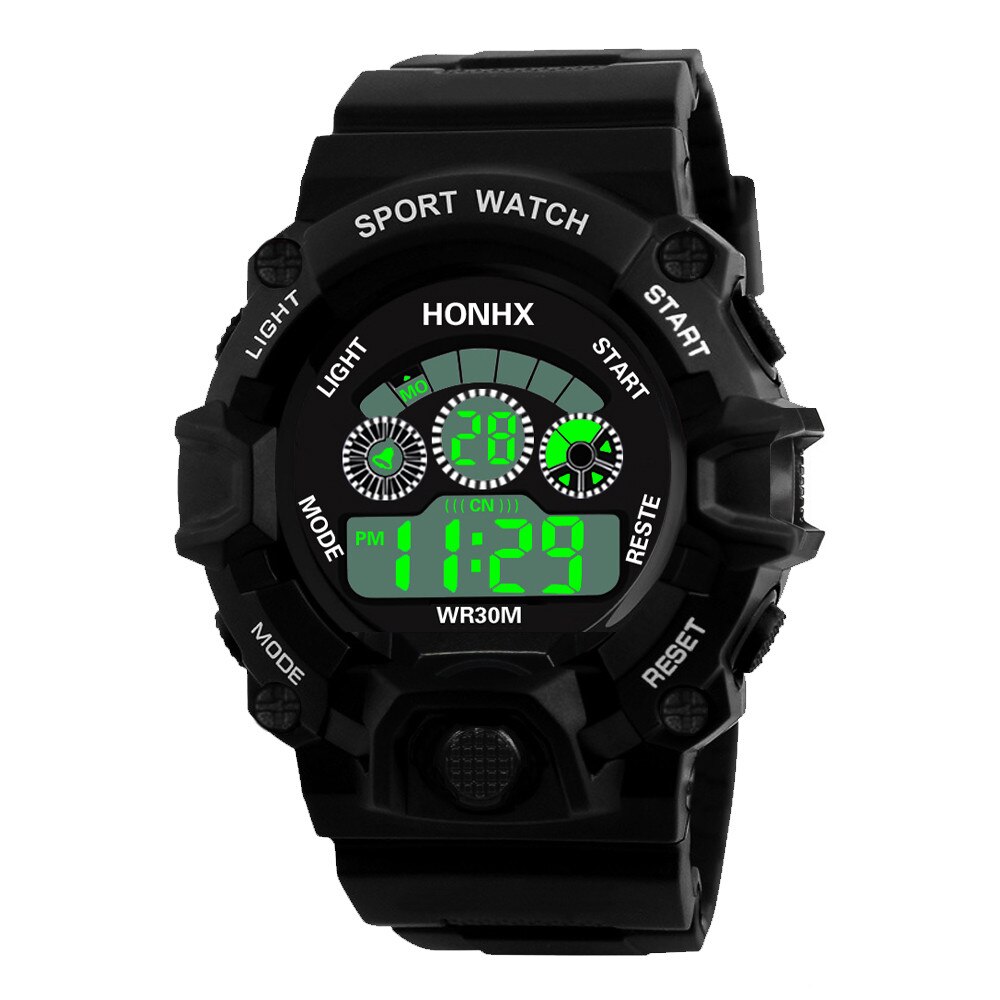 Elektronische Horloge Dubbele Tijd Digitale Display Sport Horloge 30M Waterdicht Horloge Voor Mannen Siliconen Band Horloge Hombre Reloj: Black