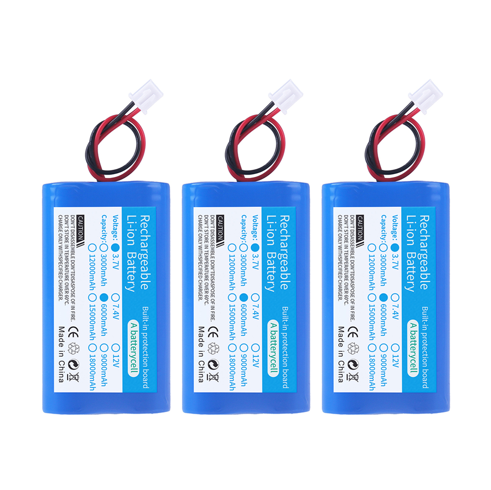 Batería recargable de iones de litio 1S 3,7 V 6000mAh con enchufe de XH2.54-2P para pesca luz LED Altavoz Bluetooth batería de Audio: Rojo