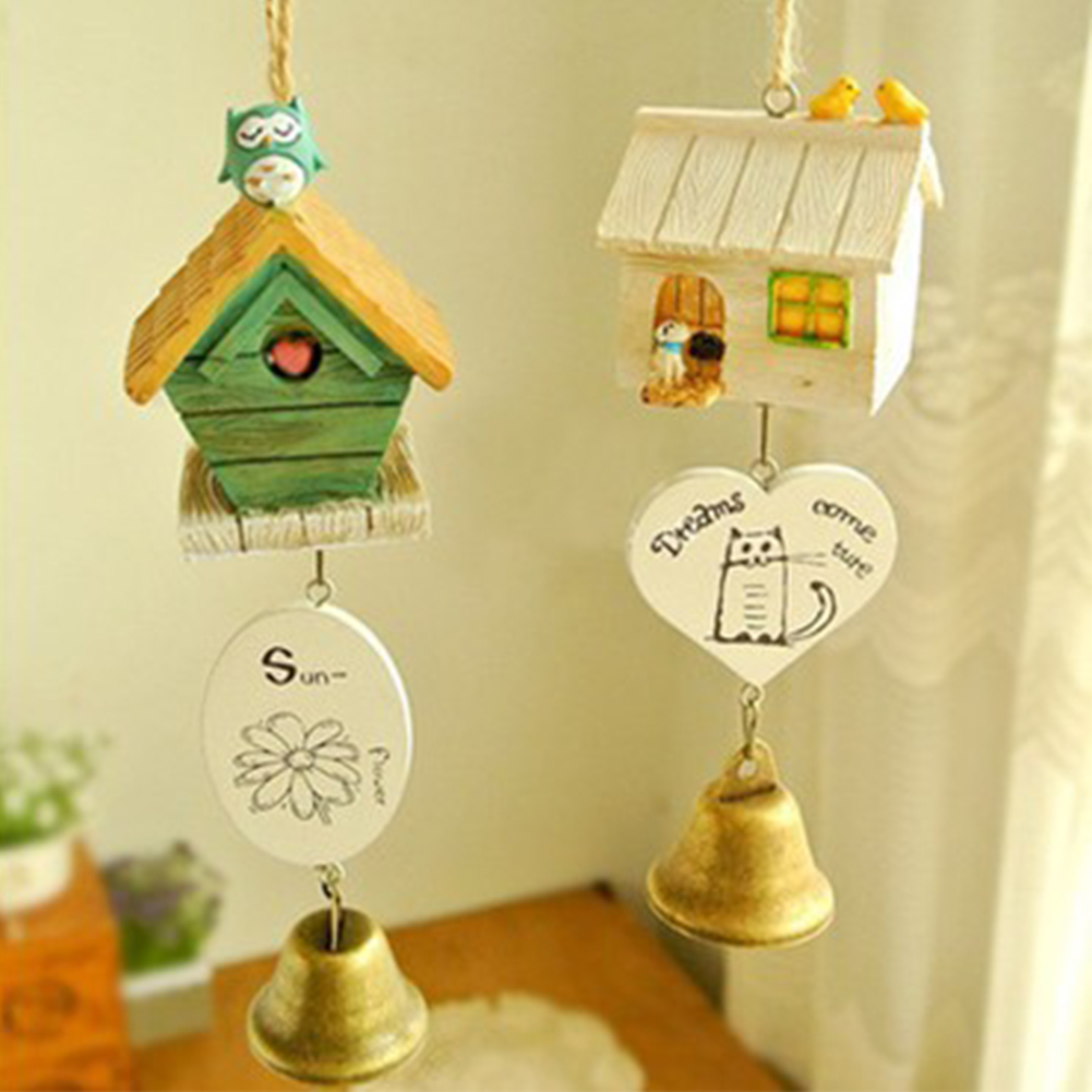 Hars Cartoon Windgong Vogelkooi Ornament Huisdecoratie Tuin Schattige Vogel Huis Opknoping Bel Hanger Ambachtelijke