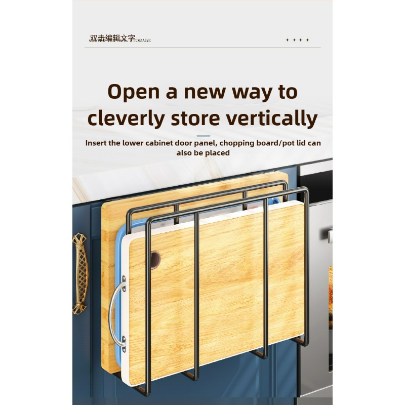 Køkkenophæng med kroge under skab køkkenrulleholder bøjle skærebræt grydelågsholder opbevaringshylde