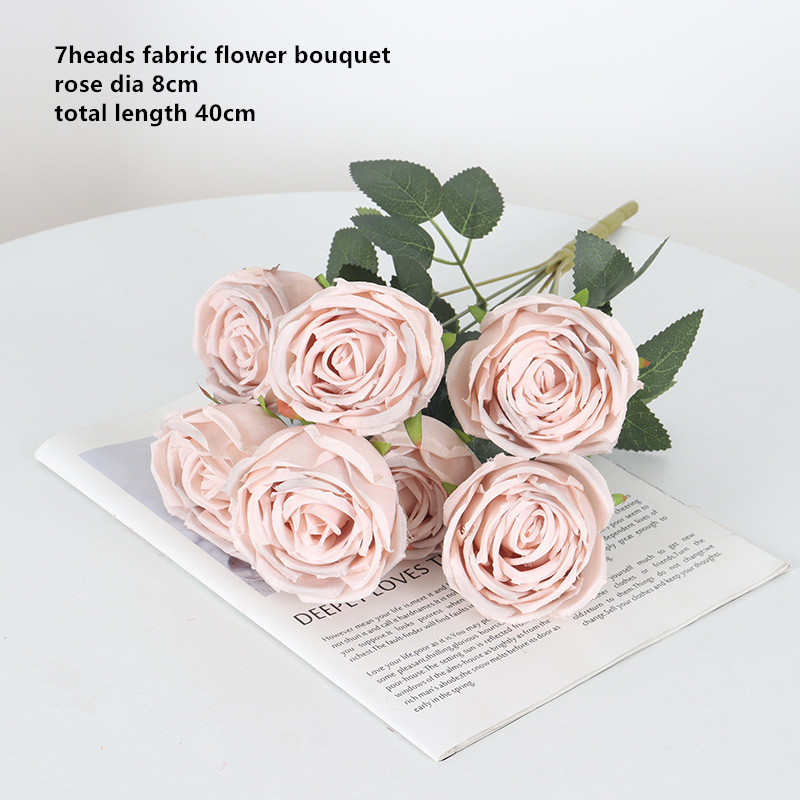 Decoración de boda, rosa polvoriento, rubor, café ligero desnudo, arroz, rosa artificial blanca, fila de flores, guía de camino, flor,: Morado