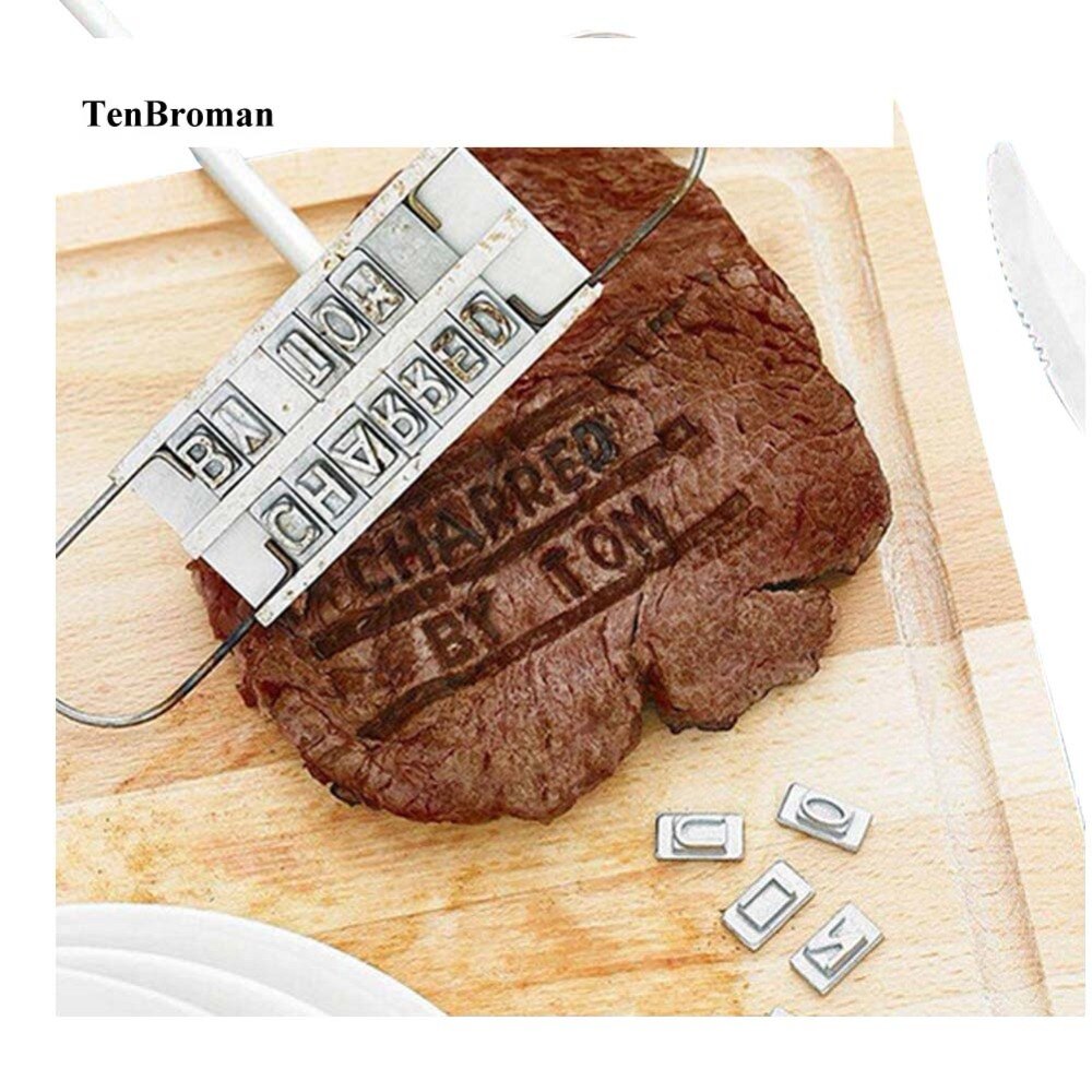 Edelstahl Grill Stempel Grill Buchstaben Grill Feuer markieren Dichtung Stanzen Schimmel BBQ Werkzeuge Kochen BBQ Zubehör