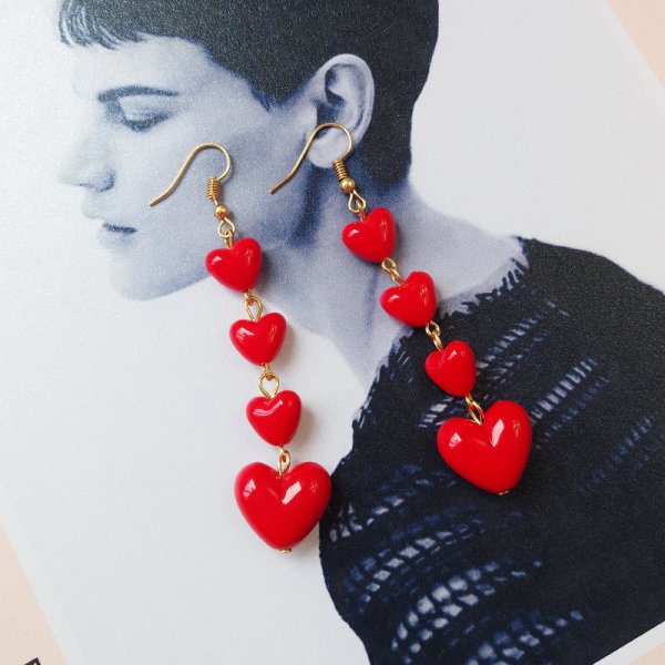 Pendientes de cristal con forma de bola para mujer y niña, aretes pequeños con forma de corazón y Bola de Color rojo geométrico, Circonia cúbica, zirconia, circonita, zirconita, , boda: ER20Y0696