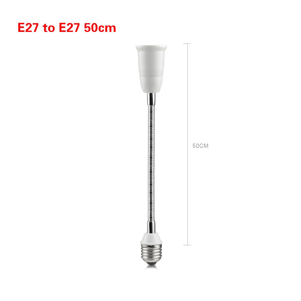 16CM 20CM 30CM 35CM 50CM 60CM E27 To E27 Lamp Holder Flexible Extension Adapter Socket 110V-220V LED Bulb Light Converters: 50CM