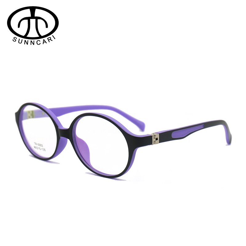 Gafas redondas Anti-blue light para niños, gafas para niños con bloqueo de luz azul, gafas ópticas para bebés, gafas de prescripción para niñas y niños: PURPLE BLACK