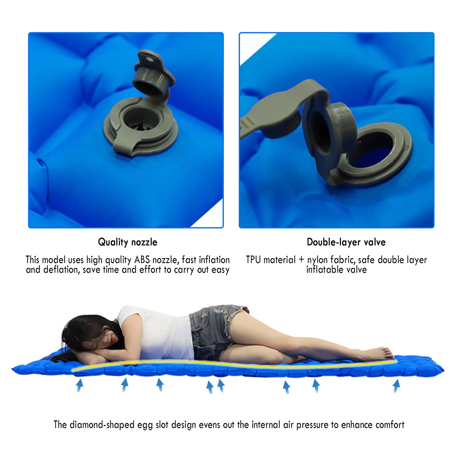 Camping Sleeping Pad, Inflatable Sleep Mat, for Backpacking, Travel, Hiking