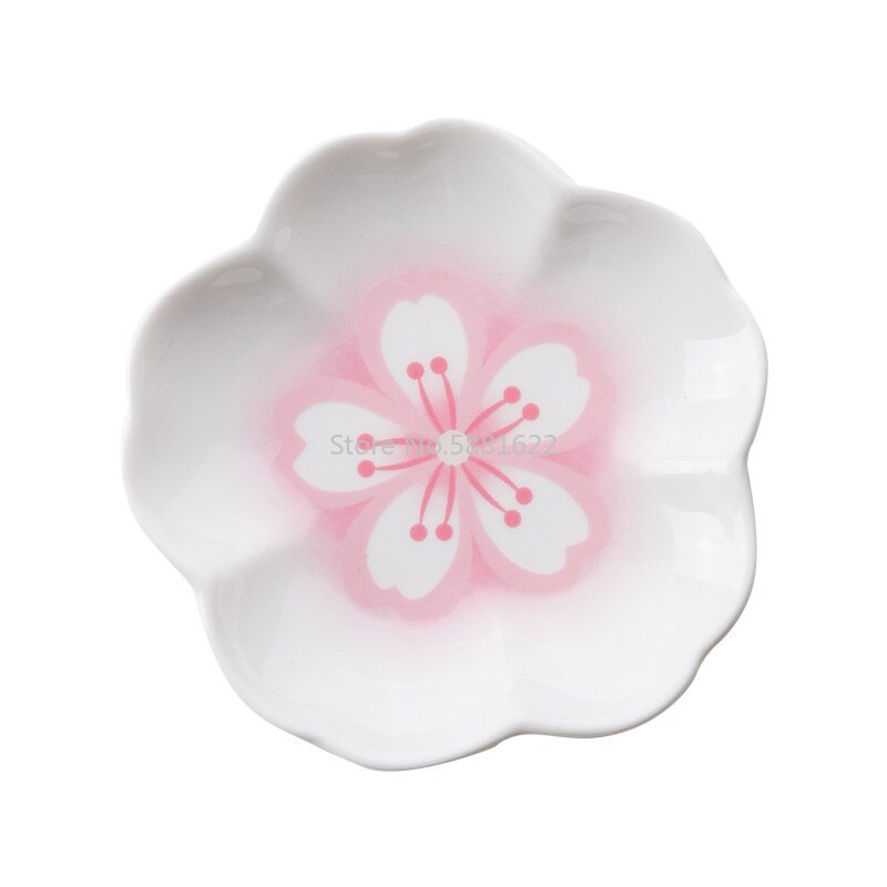 Ceramic Small Plate Cherry Blossoms Dessert Dish Japanese-Style Porcelain Sushi Tray Household Porcelain Tableware
