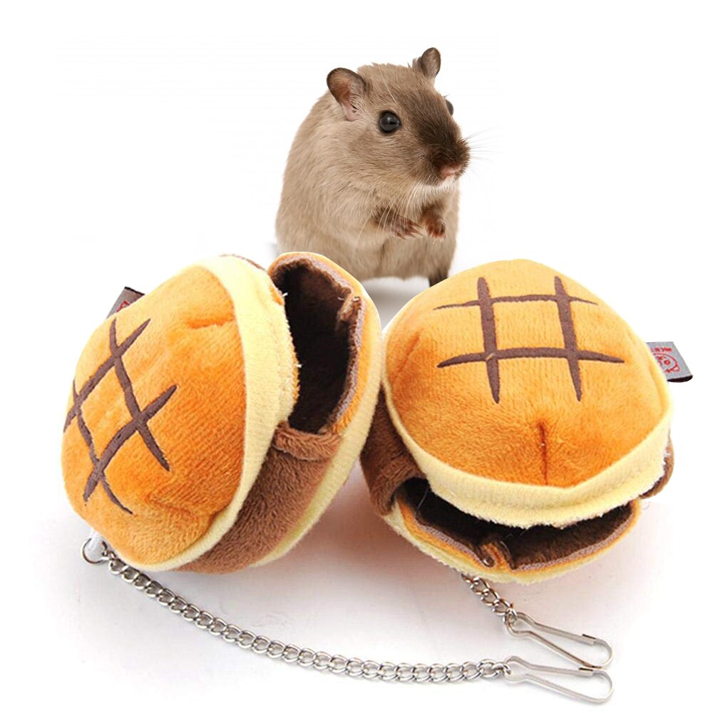 Nido colgante portátil para animales pequeños, caseta de nido de algodón con forma de hamburguesa, cama para jaula de hámster cálido para invierno