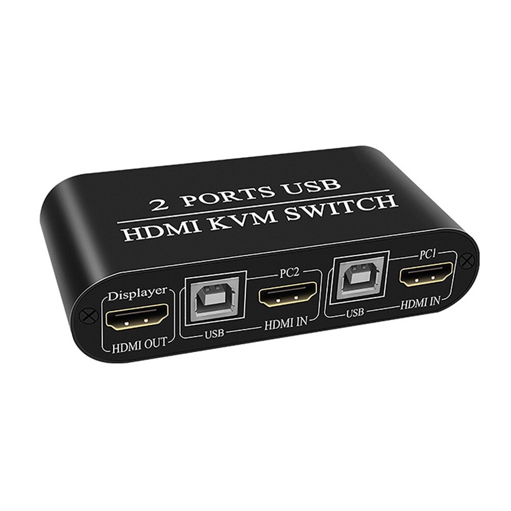 HDMI KVM Switch Aluminum Alloy Dual USB For Printer 2 In 1 Out Universal Meeting Fast Speed Sharing Home Office Plug And Play