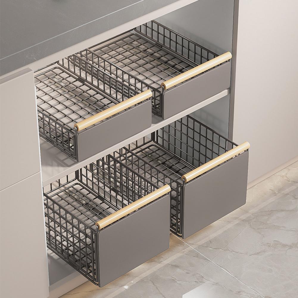 Cabinet Drawer Rack Self-adhesive Sliding No Drilling Foldable Sliding Cabinet Organizer Heavy Duty Pull-out Pantry Organizer