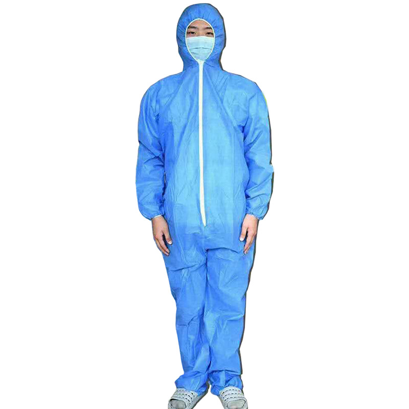 Wrap Foot Coverall SMS Chemical Safety Clothing Health care Hazmat Suit Factory Dust-proof Protective Clothing Workwear: Blue / XL