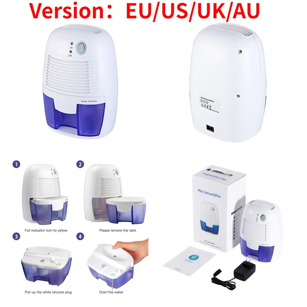 Home Dehumidifier Semiconductor Mini Moisture Absorber Air Dryer Desiccant 500ML Water Tank for Cabinet Office Kitchen Bedroom