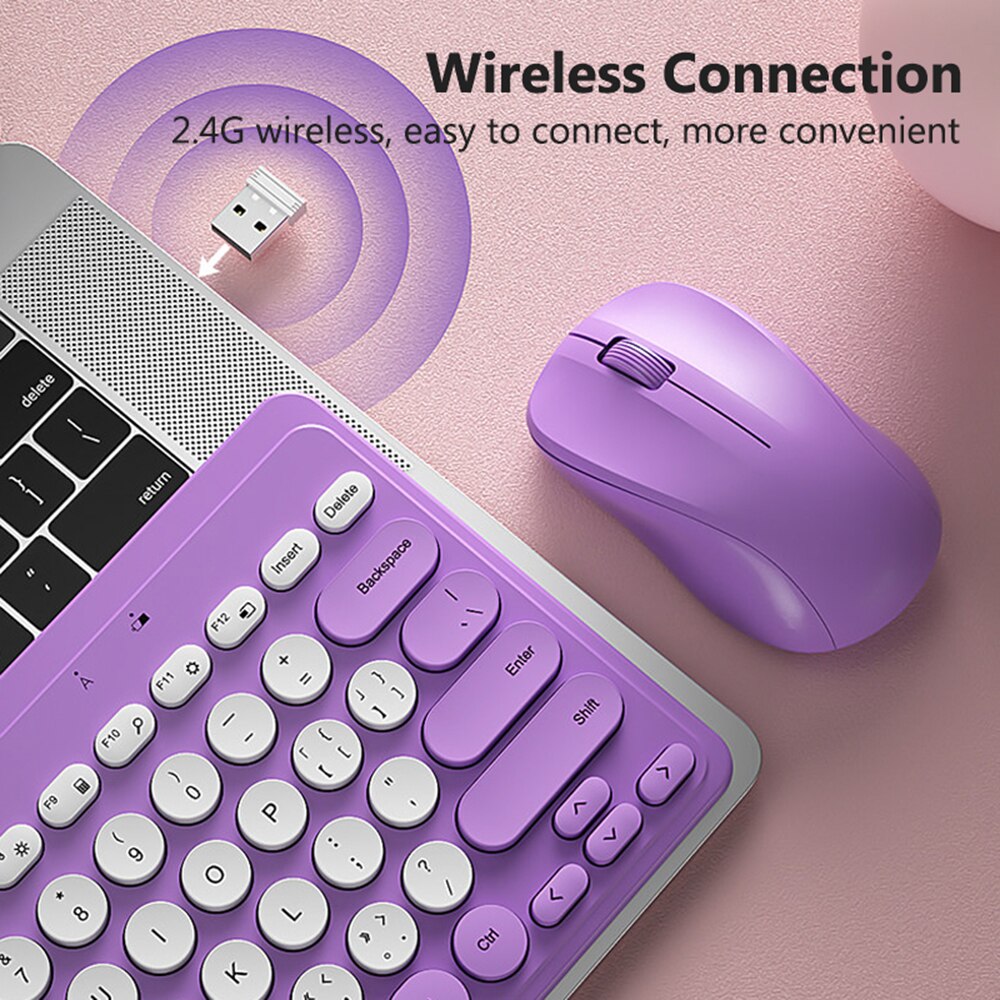 2.4G Wireless Keyboard Mouse Set Mute 1600 DPI Mini Wireless Computer Keyboard Mouse Combos Office Keyboard for Laptop PC Gamer