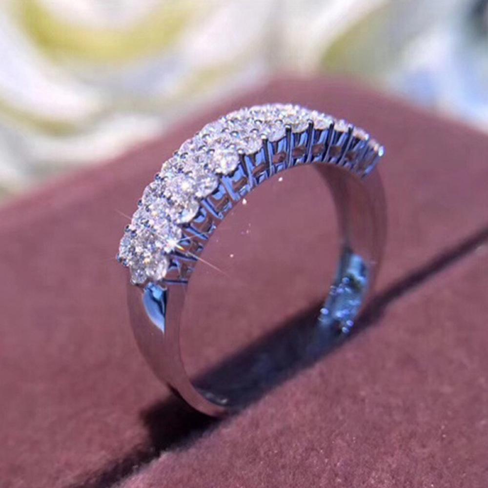 Moda donna abbagliante tre file bianco AAA Cubic Zirconia sottile anello di barretta per le donne di fidanzamento Wedding Band anello di alta qualità