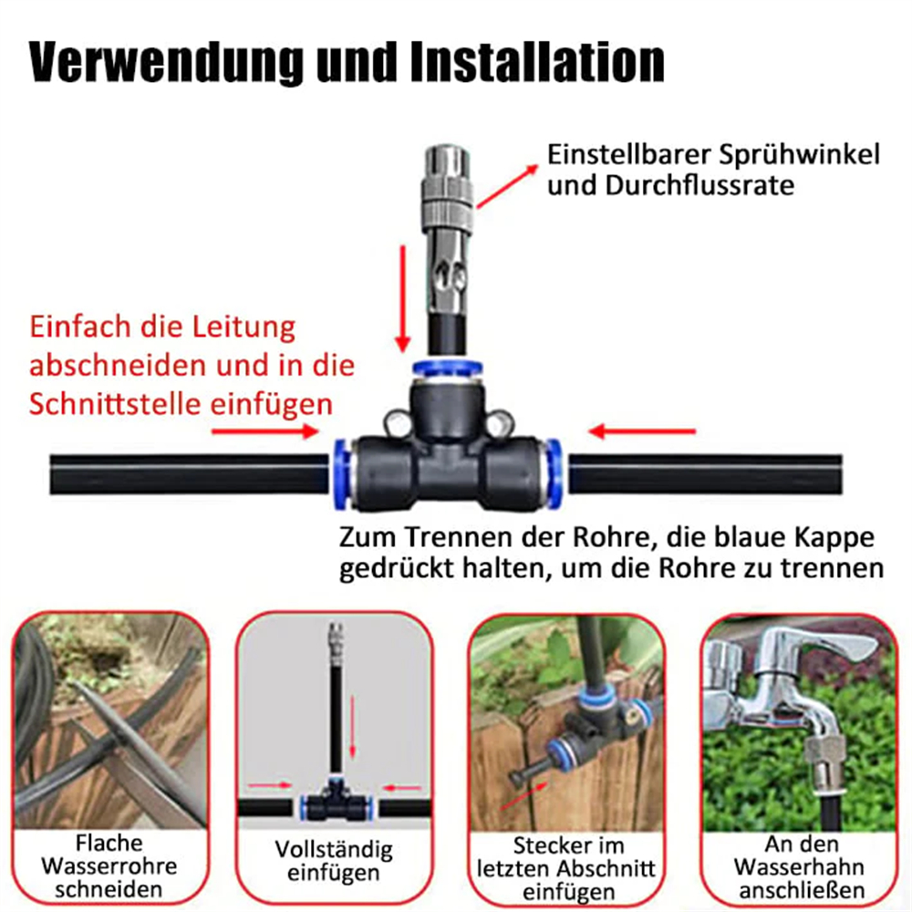Zestaw robić nawadniania kropelkowego w szklarni 5M-20M 360 ° Zakrzywiony system Automatycznego Nawadniania Ogrodu, system Rozpylania na patio, Dystrybucja Wody robić Podlewania Roślin
