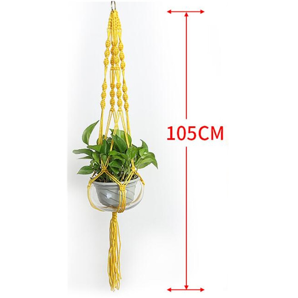 Grydelapper macrame planteophæng hængende planter kurv hamp reb flettet snor taske hjem haveindretning