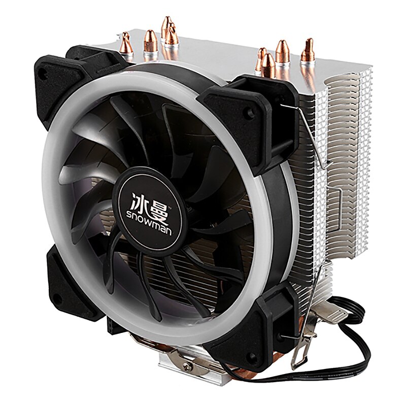 Sneeuwpop 4PIN Cpu Koelsysteem Direct Contact Cpu Cooler Master Heatpipes Freeze Tower Cpu Cooling Dubbele Ventilator Met Pwm 2 fans: Type E Black