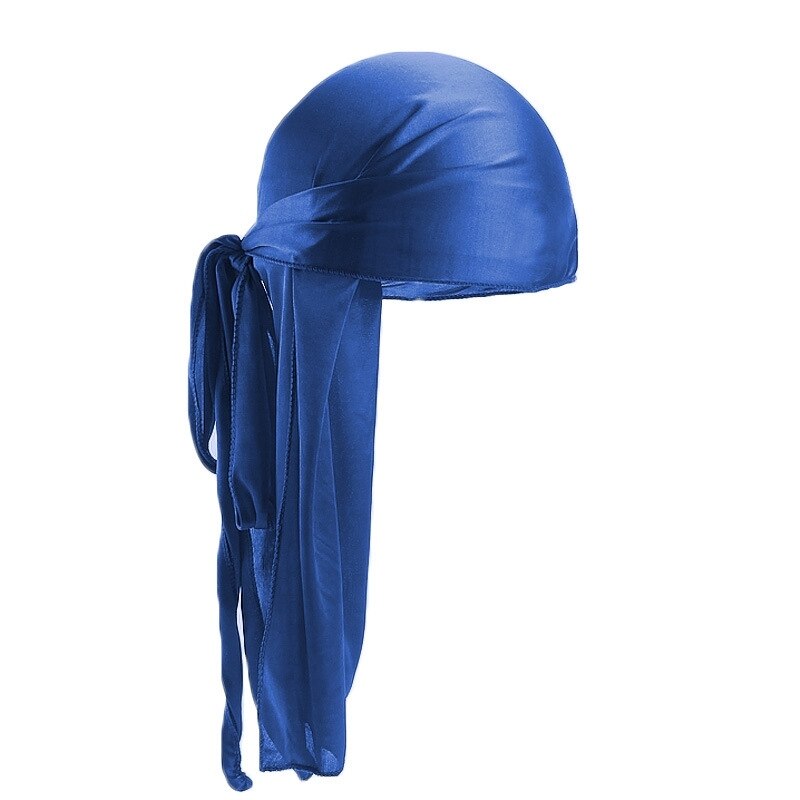 Gorros de pelo para hombre y mujer, turbante sedoso, cubre gorro de satén para motorista, diadema para dormir por la noche, Accesorios para peinados Extra larga: Azul