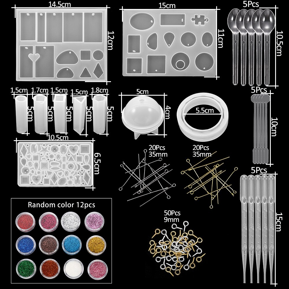 Set de moldes de fundición de silicona para joyería 300 uds, moldes de herramientas de resina epoxi UV de estilo mixto para Diy, Kits de accesorios para hacer joyas: KT0023-19