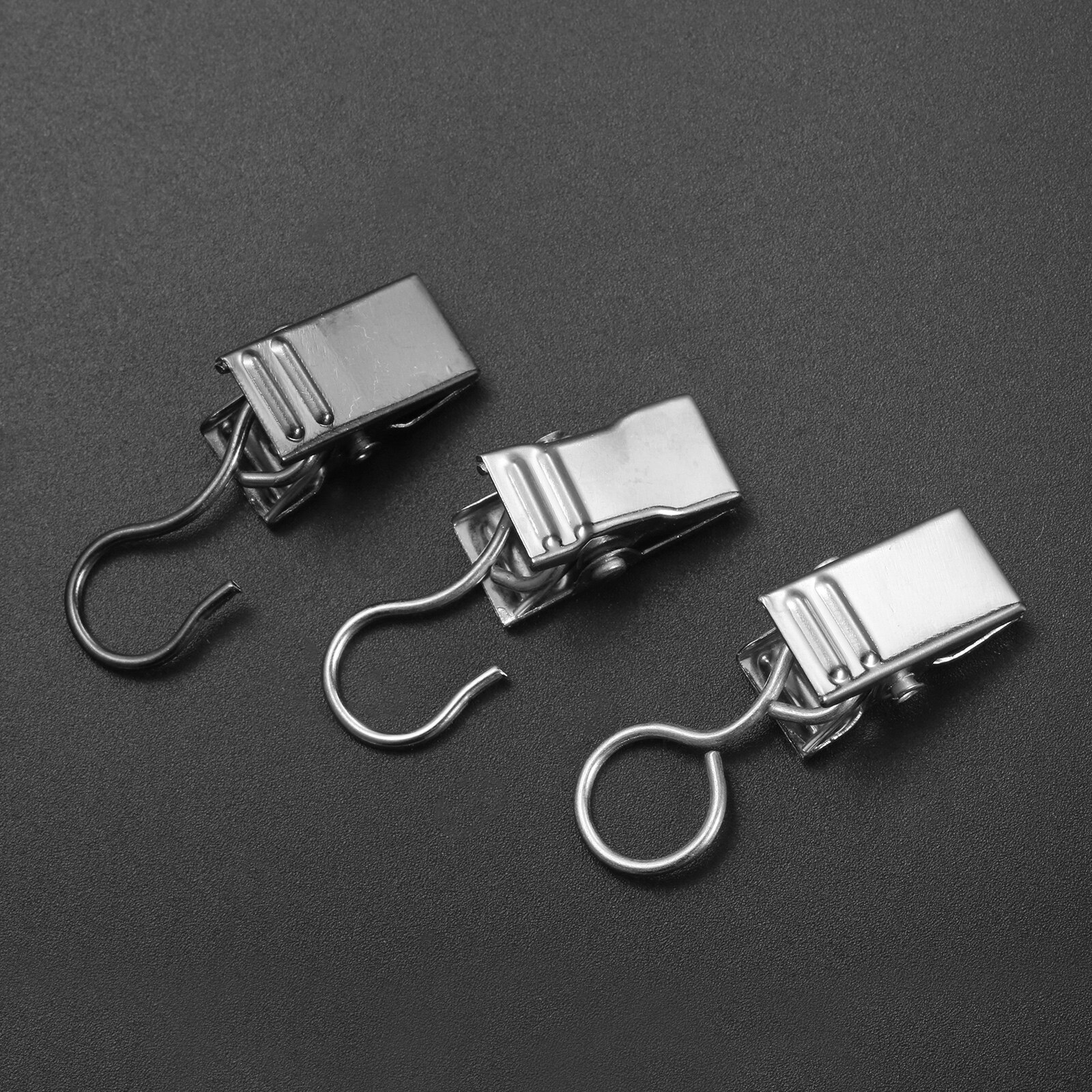 20pcs/set Curtain Clips with Hooks Iron Hanger Open/Closed Window Hanging Silver/Black 3.3cm Photo Display Plating Home Decor