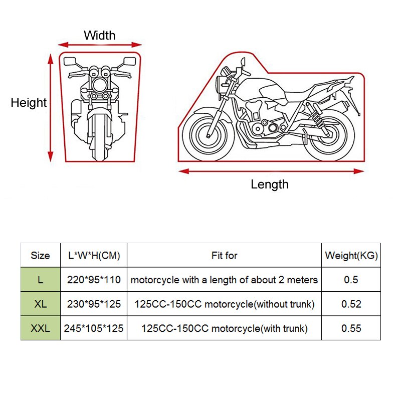 Aumohall støvtæt motorcykelovertræk vandtæt scooterdæksel motorcykelbeskytter l / xl / xxl