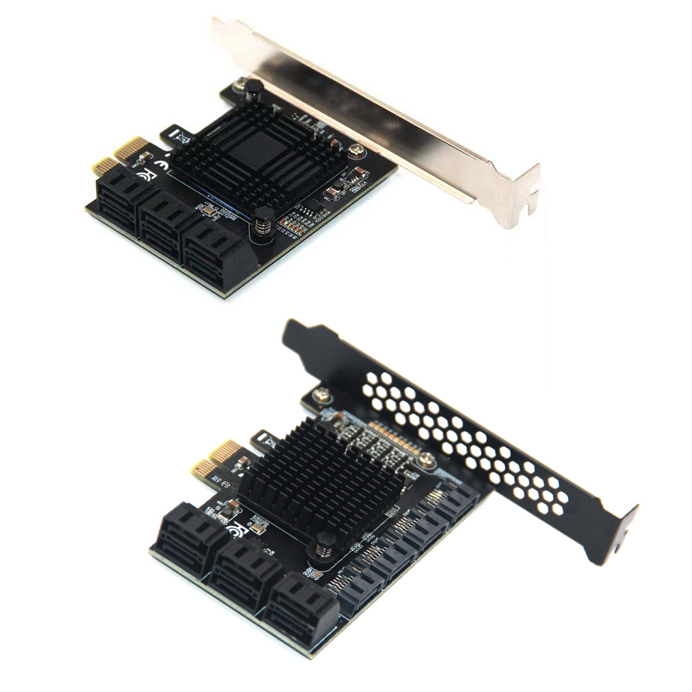 SATA PCIE 1X Adapter 4/6/10 Ports PCIE X4/X8/X16 to SATA 3.0 6Gbps Rate Riser Expansion Card SATA III PCI Express for PC Compute