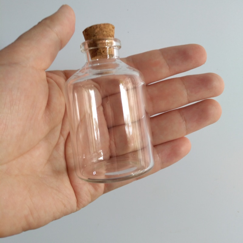 20pcs/lot Glass vials large jar with cork 50ml corked glass bottle 40*63mm decorative bottles