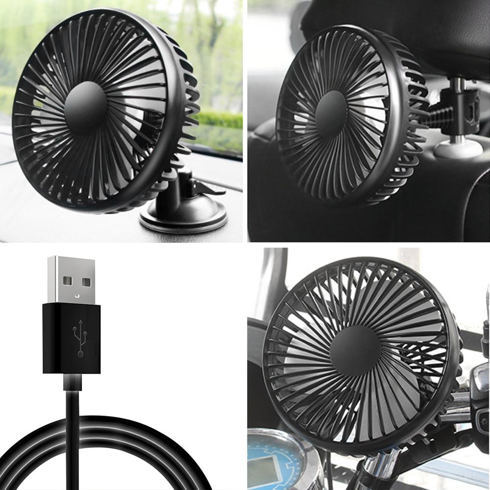 2 Style USB Car Fan Suction Cup Car Seat Back Single Head Car Fan 12V24V Universal Large Wind Three Speed Control USB Car Fan L1