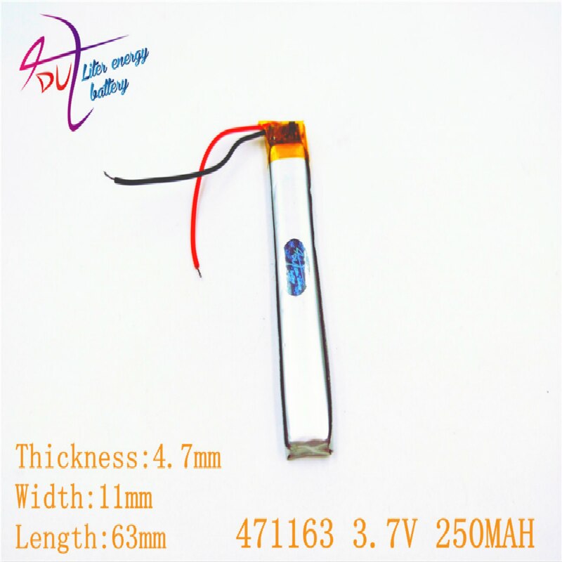 3,7 V, 250mAH 471163 501165 PLIB; polímero de iones de litio/batería de iones de litio para GPS, mp3, mp4, mp5, dvd, bluetooth, modelo de juguete