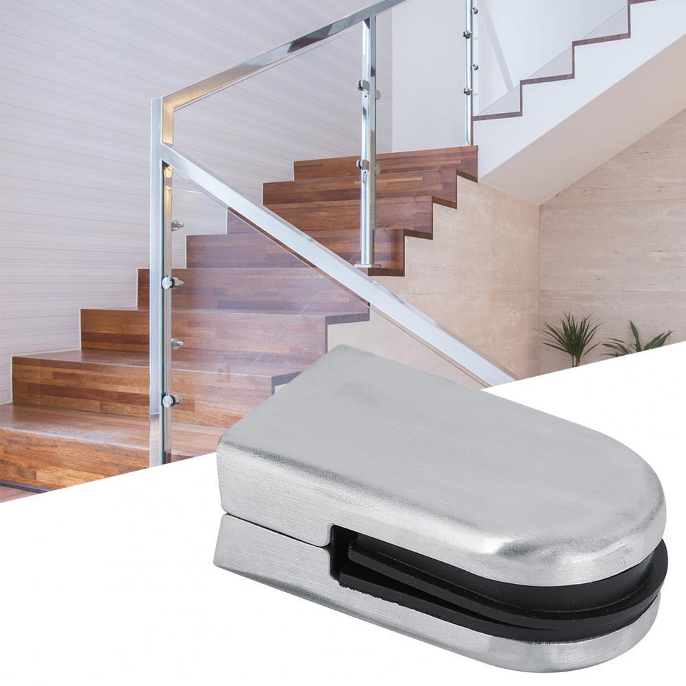 201 Stainless Steel Glass Clamp Bracket Flat Back Anti-rust Sturdy Flat Surface Round Glass Clamp for Balustrade Staircase