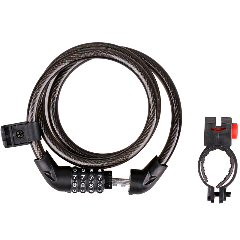 Digital Password Bicycle Lock Mountain Bike Steel Security Cable Lock Anti Theft Bike Lock with Seatpost Mountings: Default Title